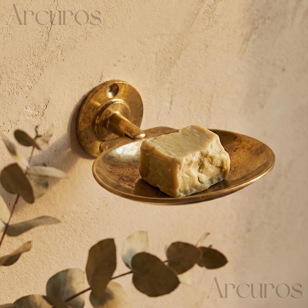 Handcrafted Unlacquered Brass Soap Dish: Moroccan Bathroom Decor