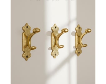 Brass Double Hooks Handmade Moroccan : Vintage Towel & Coat Holder