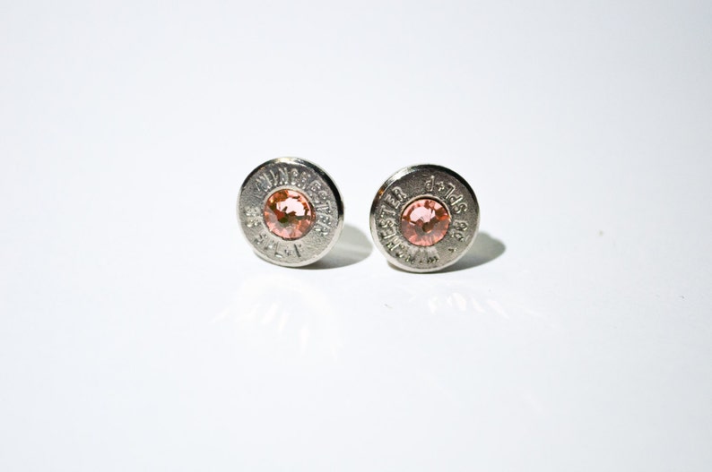 Bullet Stud Earrings gunpowder and Glitz Nickel and Peachy - Etsy