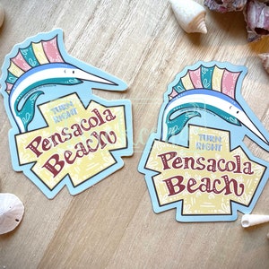 Pensacola Beach Sign Vinyl Sticker or Magnet