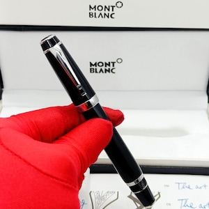 Vintage Excellent Montblanc Boheme Noir Black+Silver Colour Body Limited Edition Roller Ball Pen Free Shipping