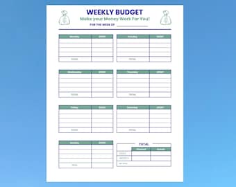 Printable Weekly Budget Planner (Digital Download)