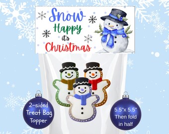 Christmas Treat Bag Topper, Two Sided Printable Cards (Digital Download)