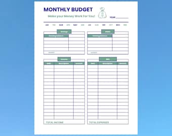 Printable Monthly Budget Planner (Digital Download)