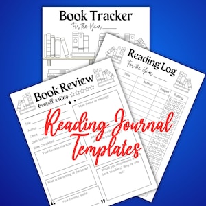 Printable Book Journal Bundle, Printable Book Tracker, Printable Reading Log, Book Reading Journal, Book Club Journal image 1