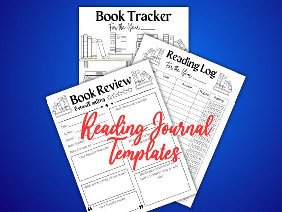 Printable Book Journal Bundle, Printable Book Tracker, Printable Reading Log, Book Reading Journal, Book Club Journal