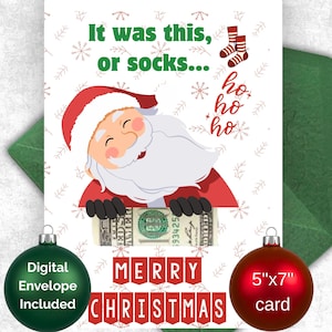 Funny Christmas Gift, Christmas Money Holder,  Money Holder, with Envelope, Money Gift Holder, Holiday Money Holder, Stocking Stuffer, 5x7