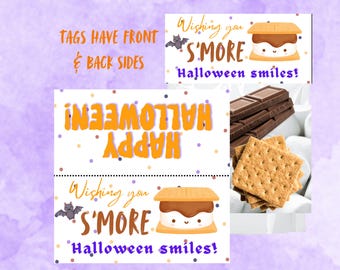 S'mores Halloween Treat Bag Topper, Printable Tag (Digital Download)