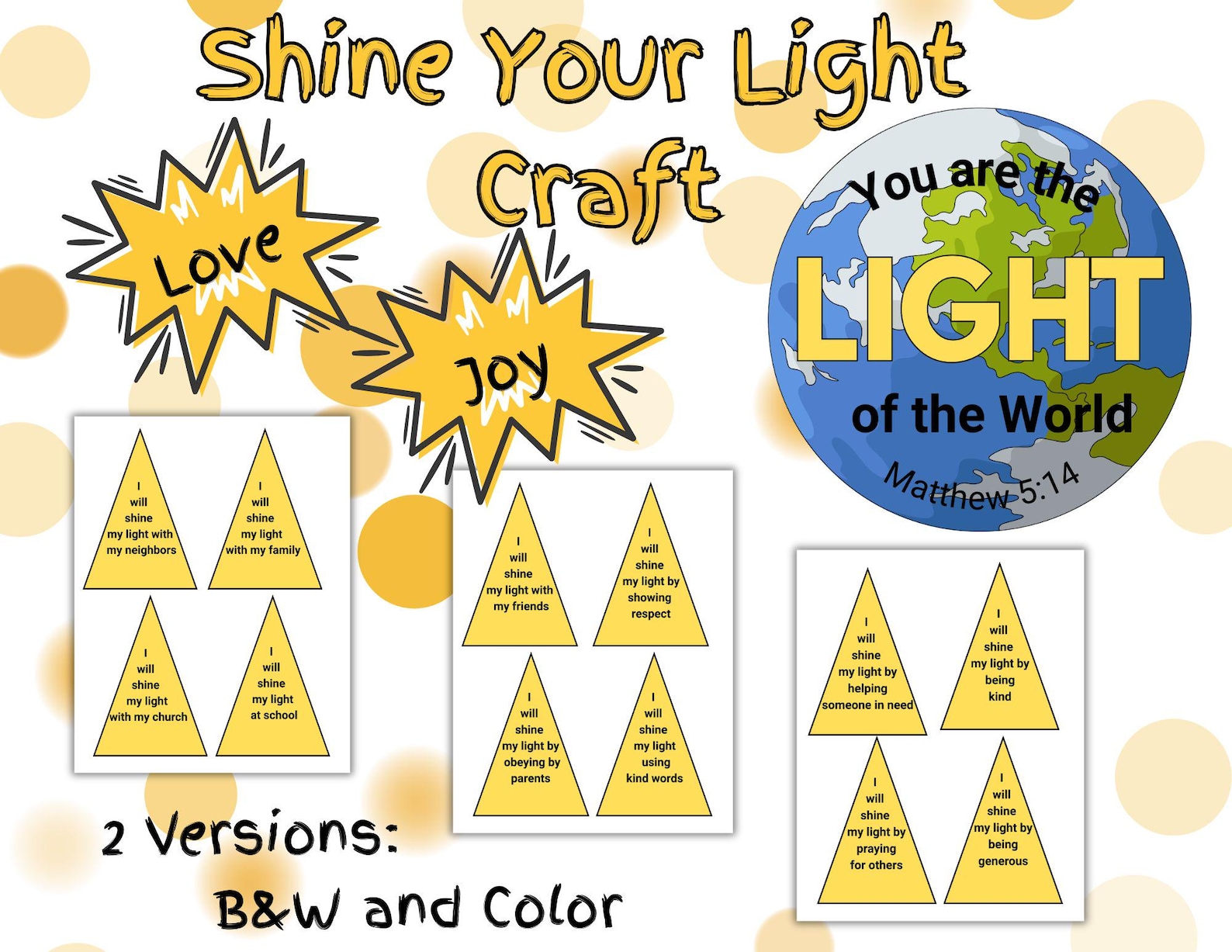 Light of the World, Let Your Light Shine Craft, Bible Craft for Kids ...