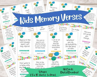 Lunch Box Notes for Kids, Kids Memory Verses, Scripture Memorization, Positive, Encouragement, School Lunch Notes, Positive Affirmation