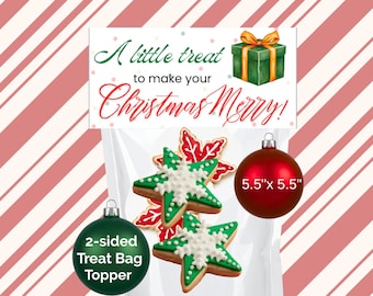 Christmas Treat Bag Topper, Printable Two Sided Cards (Digital Download)