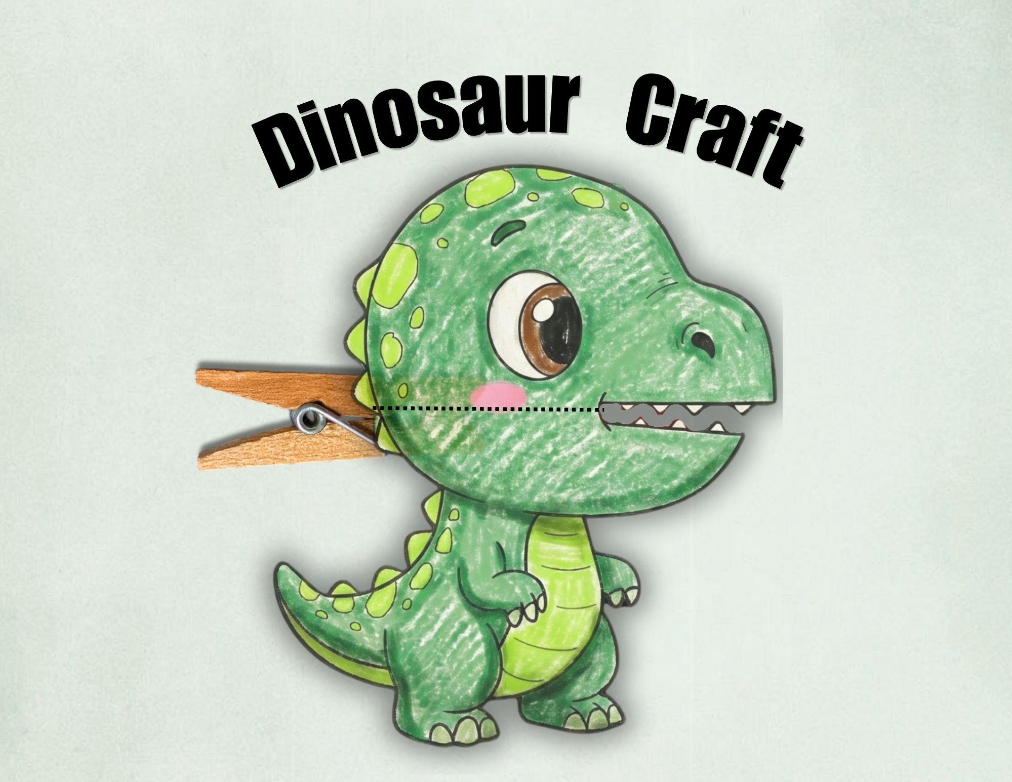 Dinosaur Clothespin Craft for Kids, Color Cut & Paste Craft,…