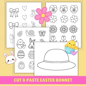 Easter Craft, Easter Bonnet Cut and Paste Easter Craft, Classroom Easter Craft, Easter Egg Coloring, Art project