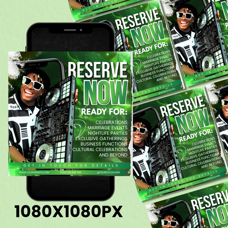 DJ Booking Flyer Template, Editable Event Promotion for Birthdays, Weddings, Club & Corporate Events, Canva Editable