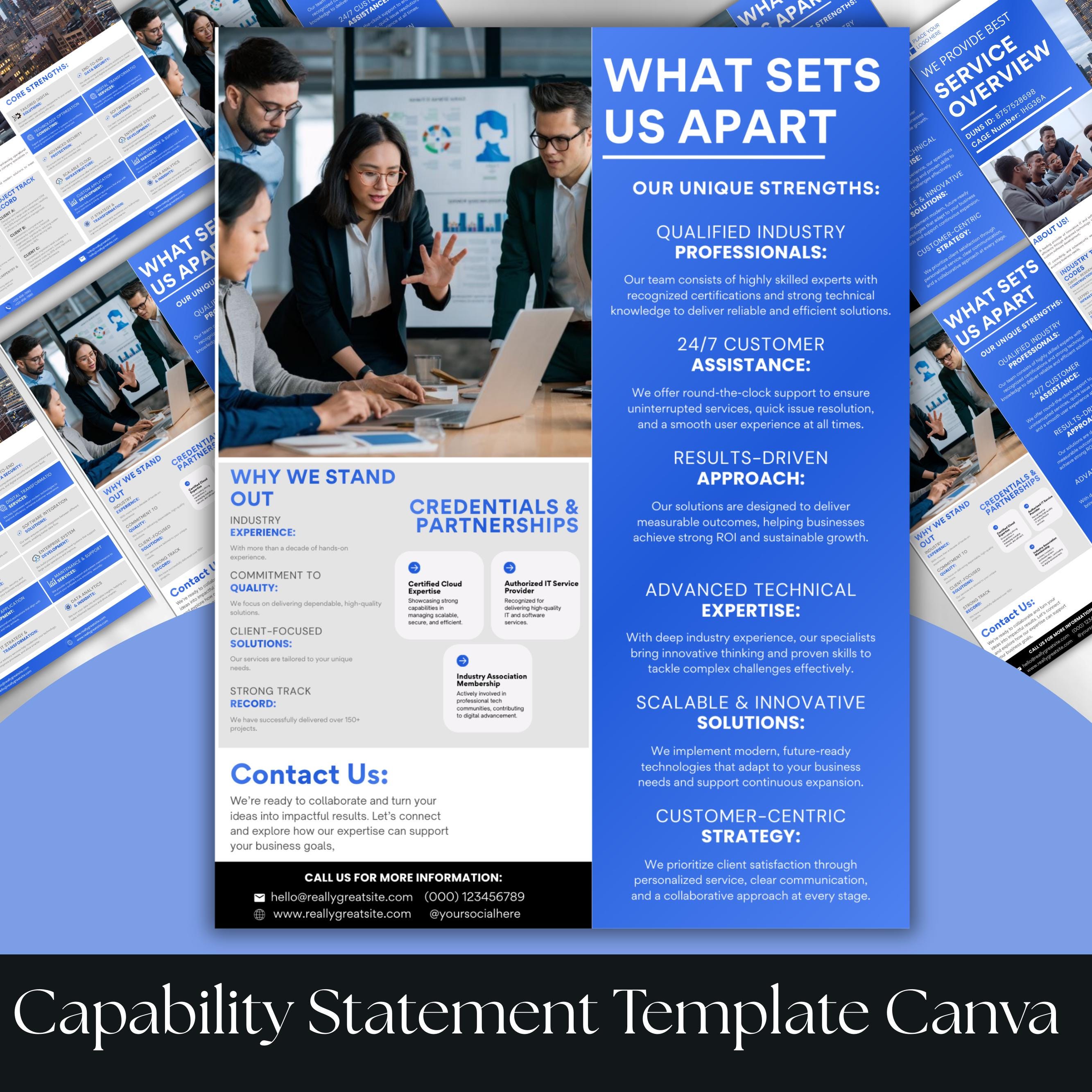 Capability Statement Template Canva Corporate Flyer, Editable Business ...