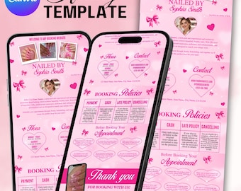 Acuity scheduling template hair stylist, Pink Nail Tech Acuity Website Template,  Acuity scheduling template, Editable Canva Booking Page.