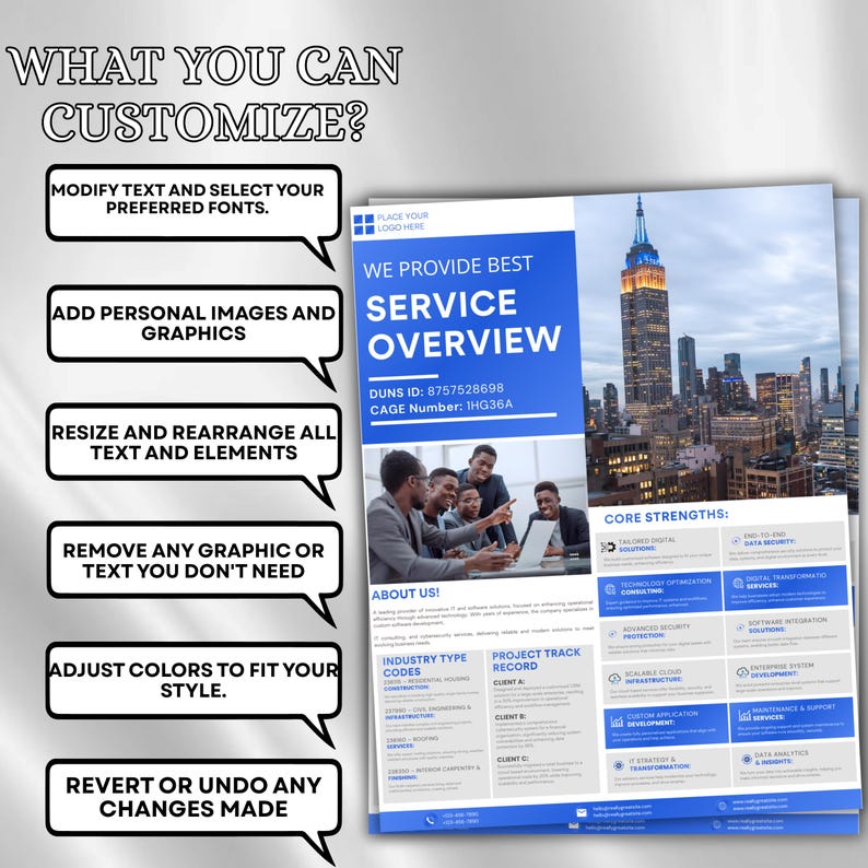 Capability statement template, Canva corporate flyer, editable business capability statement, company profile flyer, professional company overview template, corporate brochure Canva editable, business marketing flyer, modern corporate design template