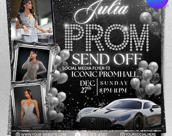 Prom Send Off Flyer, DIY Prom Flyer, Prom Canva Template, Prom Send Off, Prom Send Off Event, Editable, DIY Canva, Instant Download