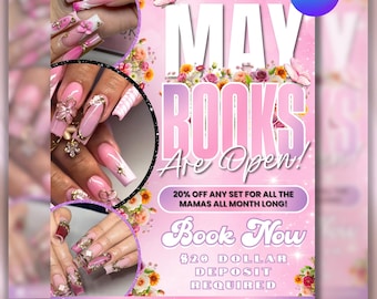 Mother's Day Booking Flyer, May Appointments Open, Hair Nails Wig Lashes (Canva Template)