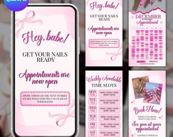 Weekly Available Appointments Template Availability Calendar Instagram Story Availability Schedule Calendar Availability, Canva Editable