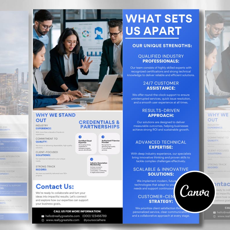 Capability statement template, Canva corporate flyer, editable business capability statement, company profile flyer, professional company overview template, corporate brochure Canva editable, business marketing flyer, modern corporate design template