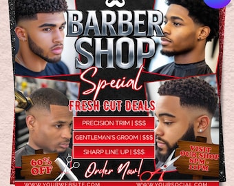 Barber booking flyer, Haircut Book Now Flyer, Barber shop Bookings available, Barbershop Business Appointment Flyer, Canva Editable