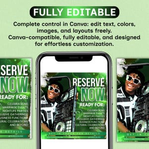 DJ Booking Flyer Template, Editable Event Promotion for Birthdays, Weddings, Club & Corporate Events, Canva Editable