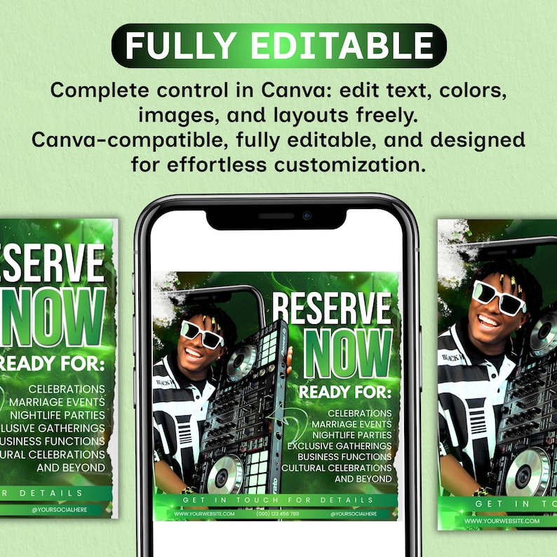 DJ Booking Flyer Template, Editable Event Promotion for Birthdays, Weddings, Club & Corporate Events, Canva Editable