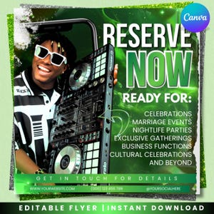 DJ Booking Flyer Template, Editable Event Promotion for Birthdays, Weddings, Club & Corporate Events, Canva Editable