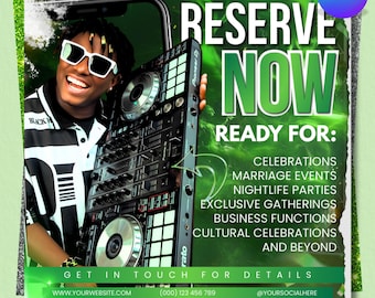 DJ Booking Flyer Template, Editable Event Promotion for Birthdays, Weddings, Club & Corporate Events, Canva Editable