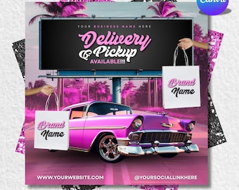 DIY Delivery & Pickup Flyer, Delivery Service Flyer, Pickup Service Flyer, Shipping Flyer, Orders Shipping Flyer, Pickups , Canva Editable