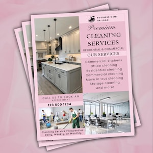 Cleaning Services Flyer, House Cleaning, Office Cleaning, Housekeeping, Cleaning Service Business, Canva Editable Template