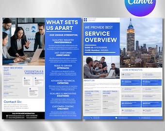 Capability Statement Template Canva Corporate Flyer, Editable Business Capability Statement Company Overview Flyer canva editable