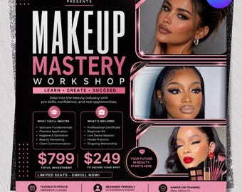 Makeup Sale Flyer Template, MUA Sale Flyer, Makeup Special Offer Flyer, Glam Makeup Promo Flyer, Beauty Canva Template
