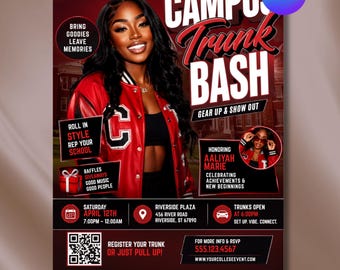 Editable College Send Off Flyer, Trunk Party Canva Template, Graduation Farewell Evite, Campus Celebration Invite, Instant Download