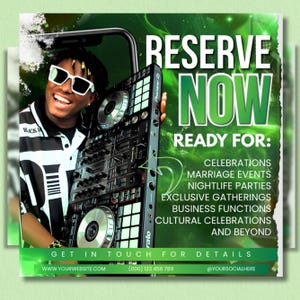 DJ Booking Flyer Template, Editable Event Promotion for Birthdays, Weddings, Club & Corporate Events, Canva Editable