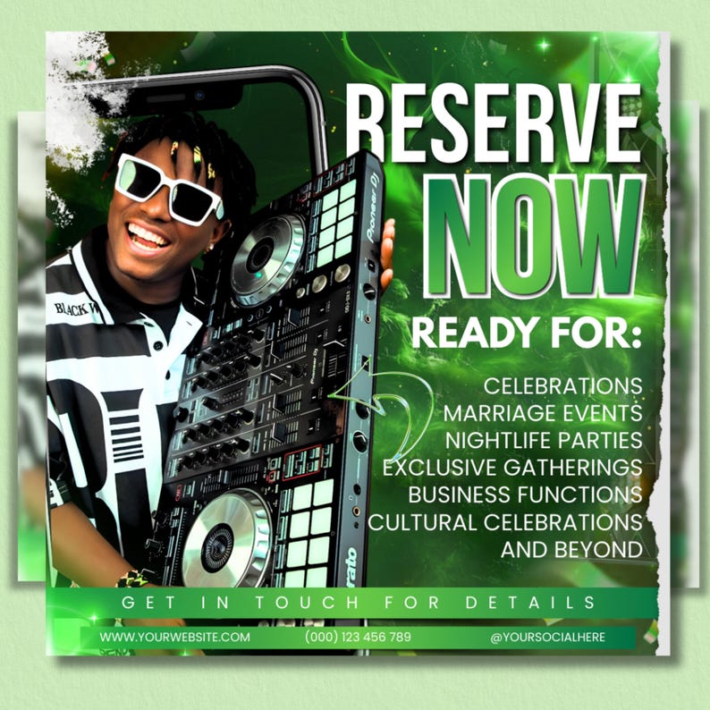 DJ Booking Flyer Template, Editable Event Promotion for Birthdays, Weddings, Club & Corporate Events, Canva Editable