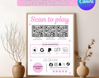 Scan to Pay Canva Template, Editable QR Code Sign, Small Business Canva Template Bundle, PayPal Payment Sign, Printable Venmo Sign