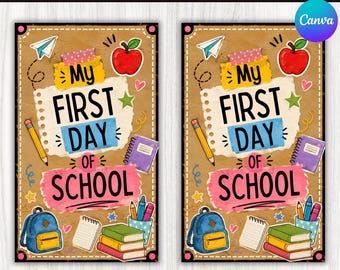 First Day of School Banner , Back to Class Photo Sign , Editable Canva Template , Printable Instant Download, School Banner Template