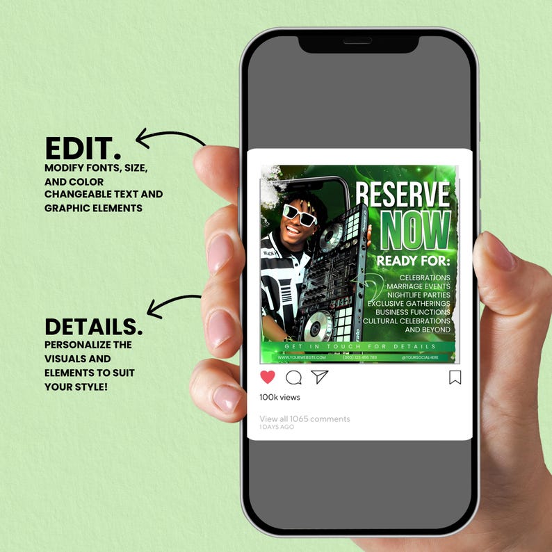 DJ Booking Flyer Template, Editable Event Promotion for Birthdays, Weddings, Club & Corporate Events, Canva Editable