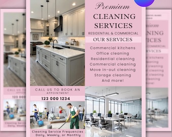 Cleaning Services Flyer, House Cleaning, Office Cleaning, Housekeeping, Cleaning Service Business, Canva Editable Template