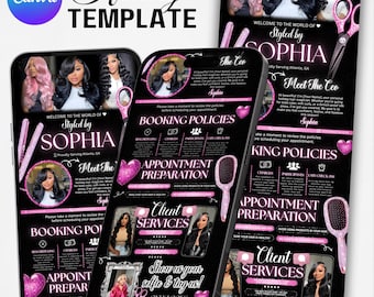 Acuity Scheduling Template,  Editable Canva Hairstylist Website, Pink Black Salon Booking Page, Beauty Business Kit, Canva Editable