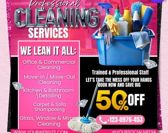 Cleaning Services Flyer Template, DIY Maid Service Design, Buiseness cleaning flyer, Canva Editable, Digital Download