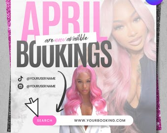 April Booking Flyer, Easter Booking Flyer, Spring Break Booking Flyer, Spring Special, April Hair Lash Nail Makeup Braids Flyer, DIY Canva