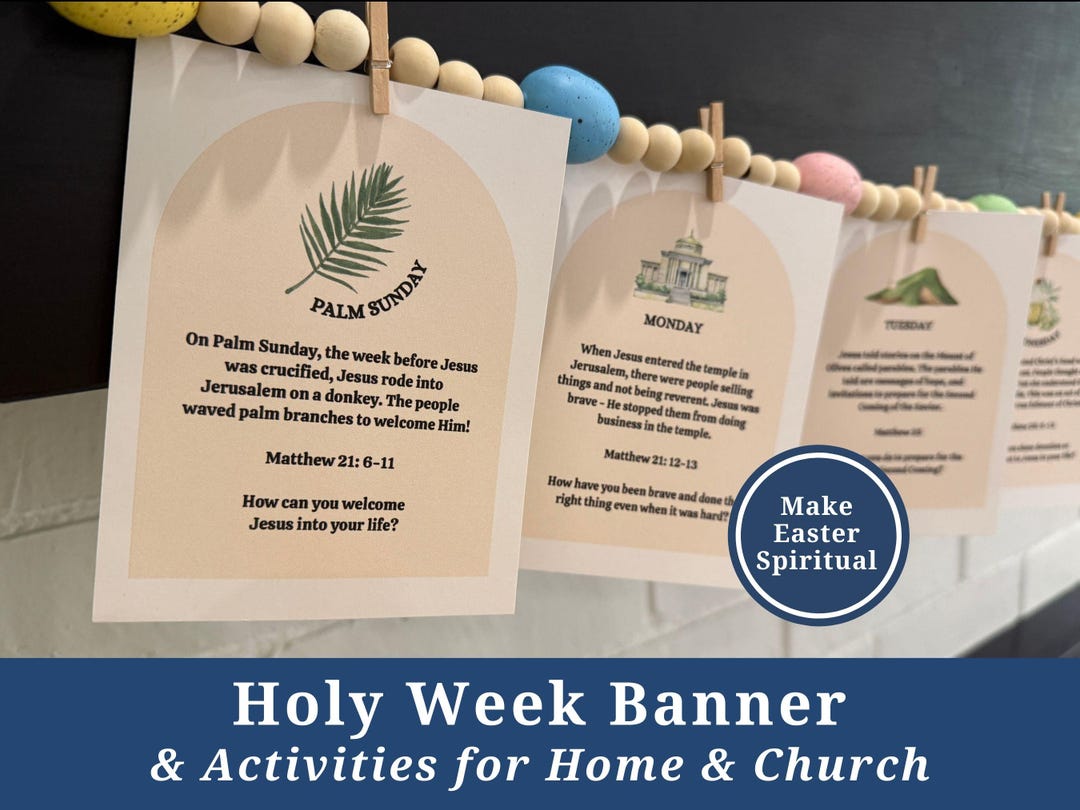 Holy Week Banner, Printable Palm Sunday Story Cards for Christian Kids ...