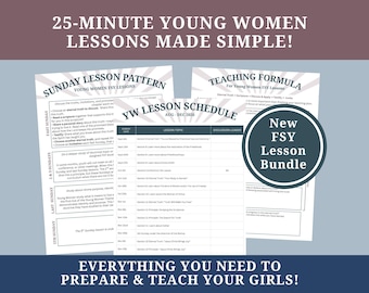 New Young Women Lesson Schedule, FSY YW Sunday Teaching Calendar, Instant pdf for LDS Youth, Weekly For the Strength of Youth Curriculum