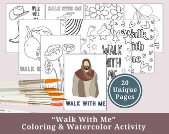 Walk With Me Malseiten zum Ausmalen, 2026 LDS Jugend Thema, Einfache Aktivitätsidee für Junge Frauen, YW Bastelvorlage Aquarell, Moses 6:34 Girls Camp