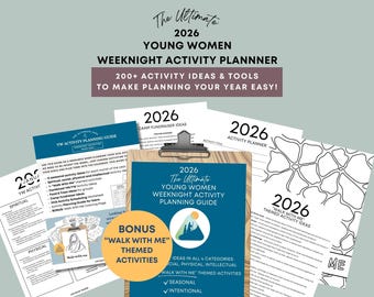 2026 LDS Young Women Activity Planner | YW Weeknight Activity Ideas, Monthly Youth Activities, Walk With Me LDS Youth Planning Printable
