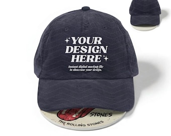 Navy Blue Corduroy Cap BA703 Mockup, Big Accessories 703 Hat, Vintage Cap, Rock Aesthetic, Blank Cap,  Printifiy Mockup
