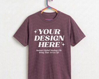 Comfort Colors 1717 Berry Shirt Mockup | Hanging C1717 Tee | Berry T-Shirt Mock-up | Indie Retro Pop Aesthetic | Y2K Nostalgia Grunge